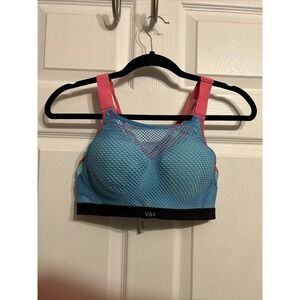 Victorias Secret VXS Sports Bra Womens 32B Blue Mesh Adjustable Strap Neon